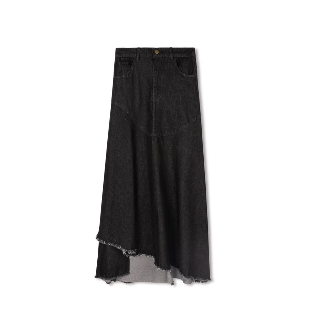 Elegant Black Asymmetrical Midi Skirt